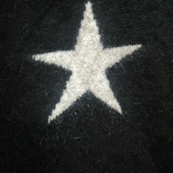 Catherine Malandrino Black 100% Cashmere Star Print Crew Neck Sweater size XL - Picture 7 of 8